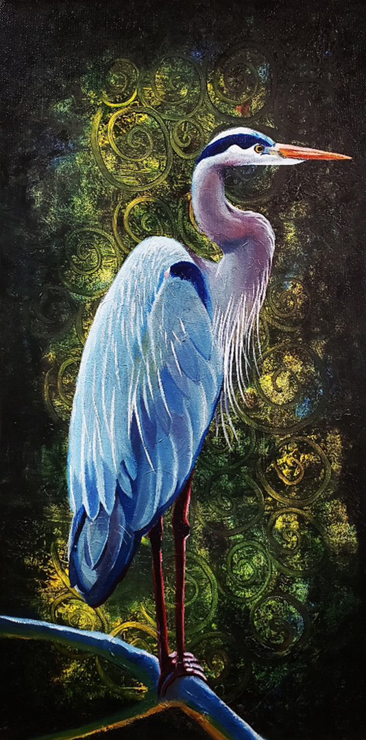 Great Blue Heron 1, Oil on canvas, 12 x 24