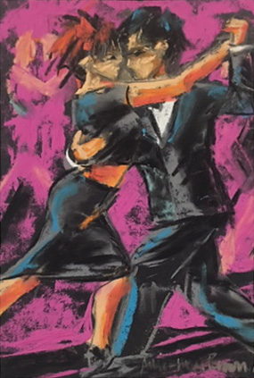 Dancing in the Pink, Pastel on Paper, 9 x 11
