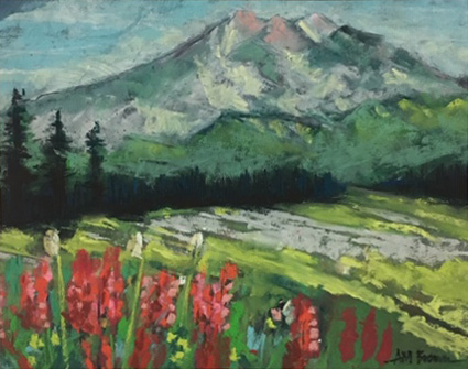 Spring at Mt Rainier, Pastel on Paper, 15 x 12