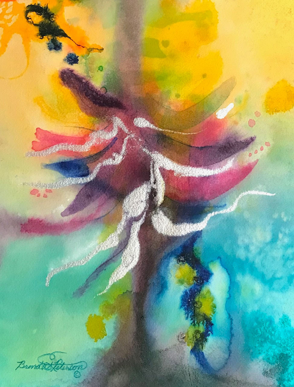 Lilly Sunrising, Fluid watercolor on paper, 12 x 15