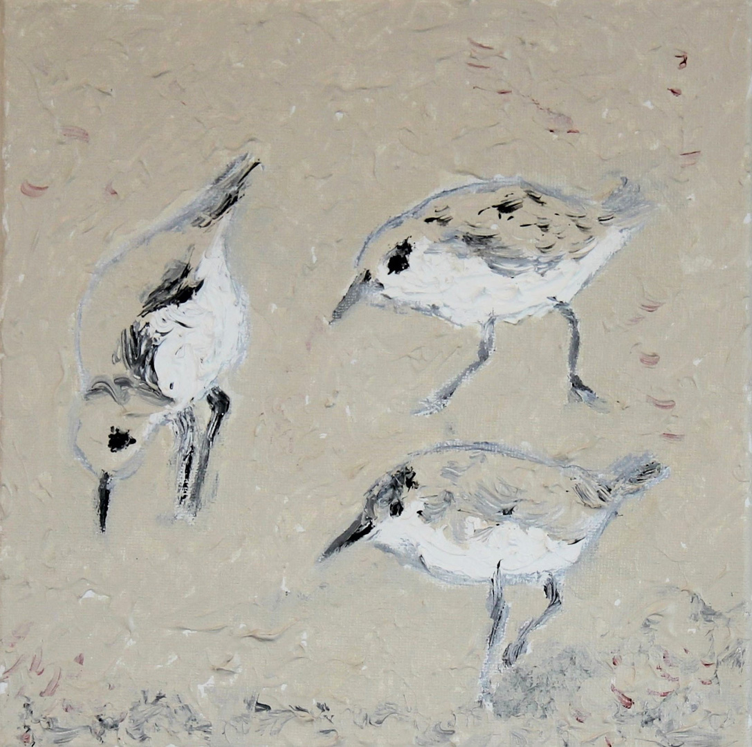 Three of a Kind, Oil on canvas, 8 x 8