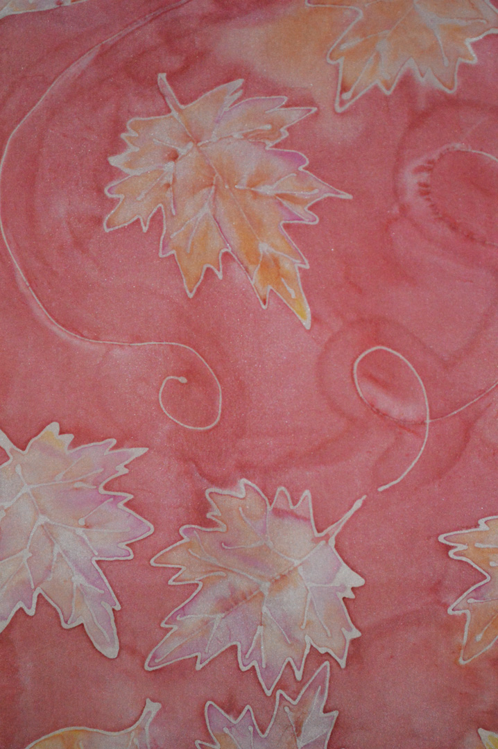 Habotai Leaves no. 178, Gutta and Dyes on Habotai Silk, 14 x 14