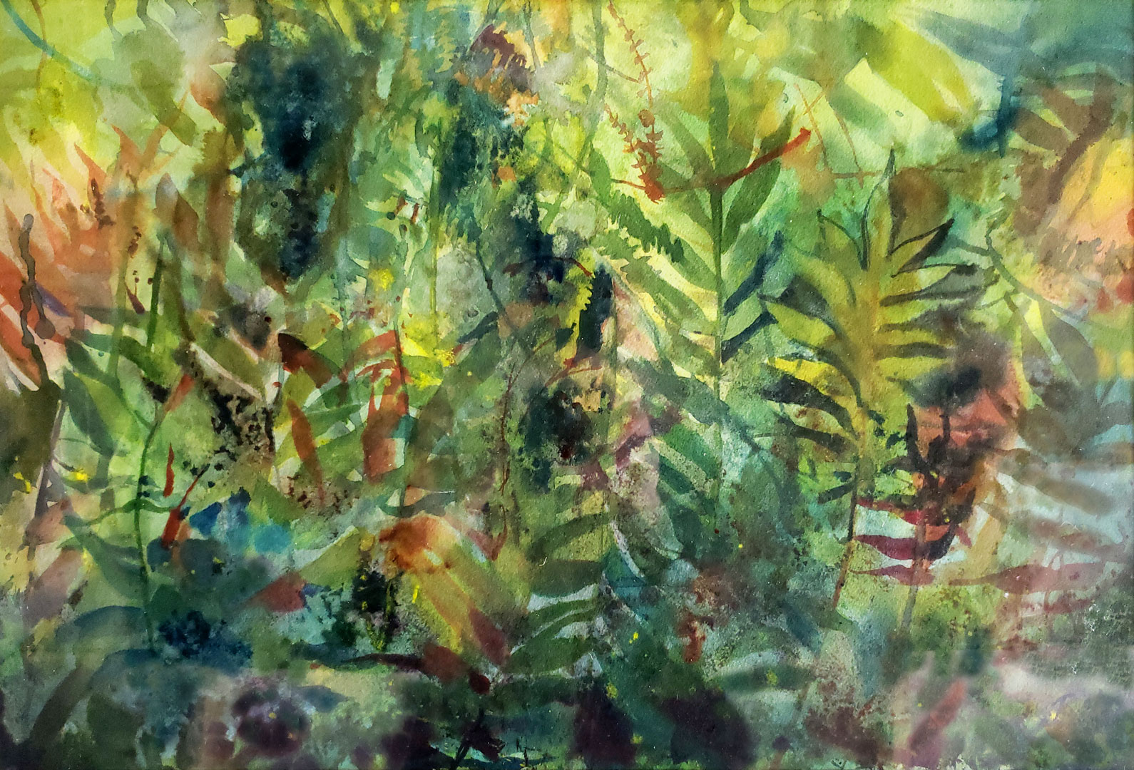 Fern Abstract, Watercolor on paper, 22 x 15