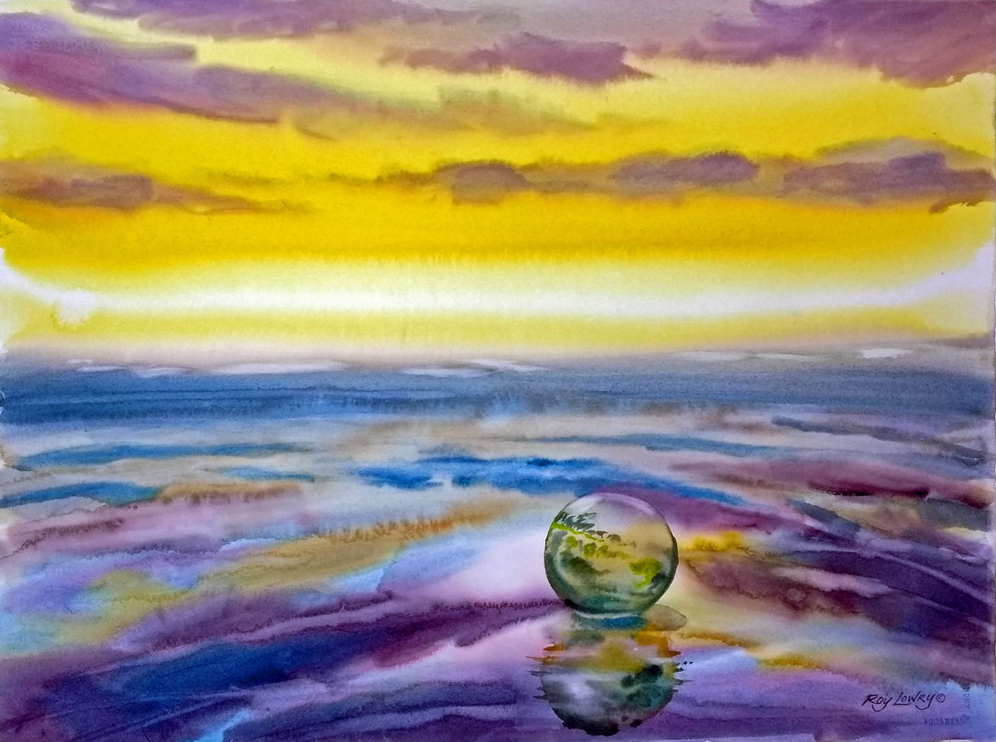 Glass Float Color, Watercolor on paper, 30 x 22