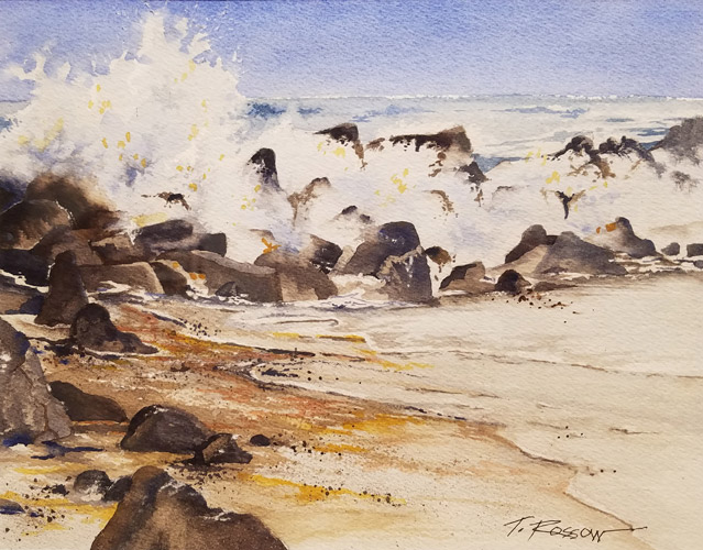 Ocean Shores Jetty, Watercolor, 10x8