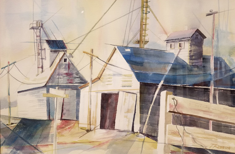 Blue Barns, Watercolor, 20x13