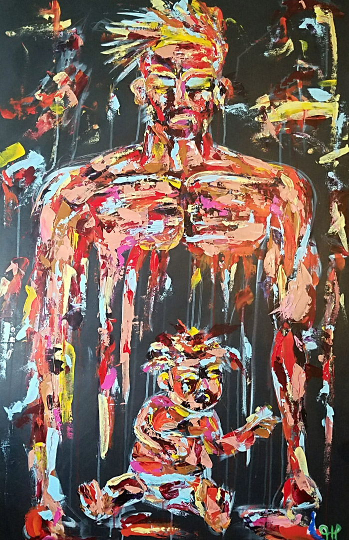 I am Man, Acrylic on gesso board, 30 x 48