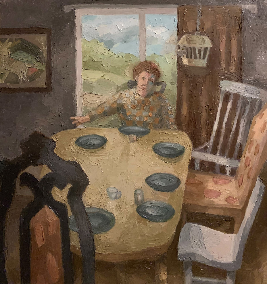 Gray Plates, Oil on panel, 20 x 20