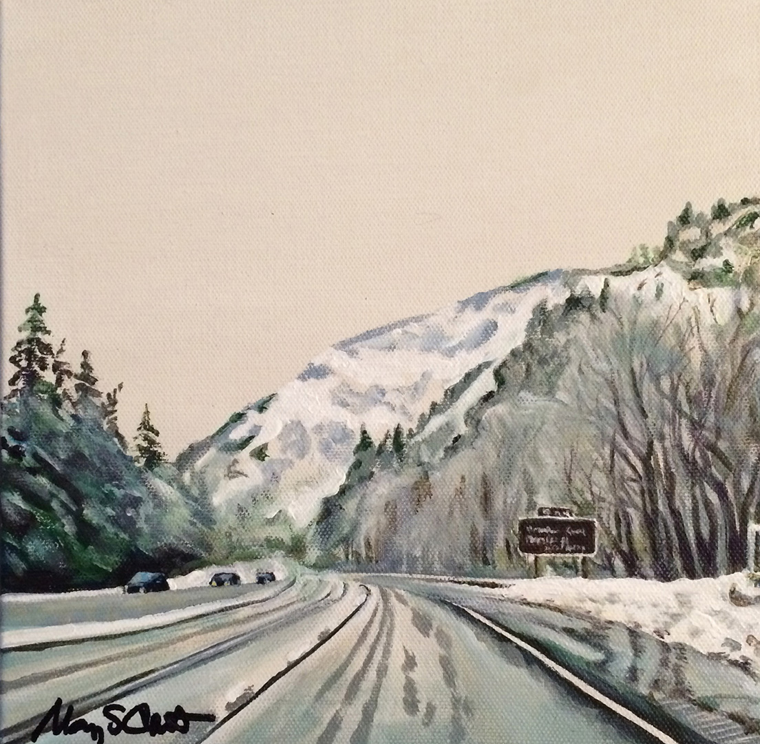 Starvation Creek Exit, Acrylic on canvas, 12 x 12