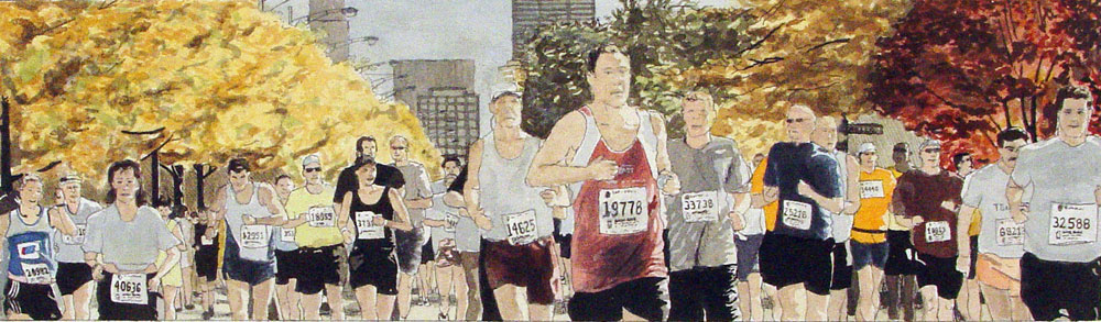 Marathon, Ink on paper, 11&frac12x3½