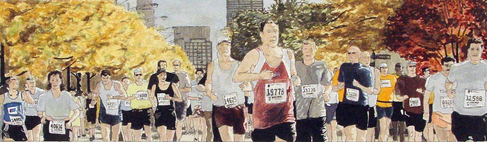 Marathon, Ink on paper, 11½x3½