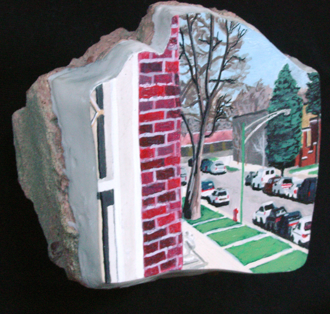 Chicago Common no 3, Acrylic on brick, 4 x 3½ x 2½