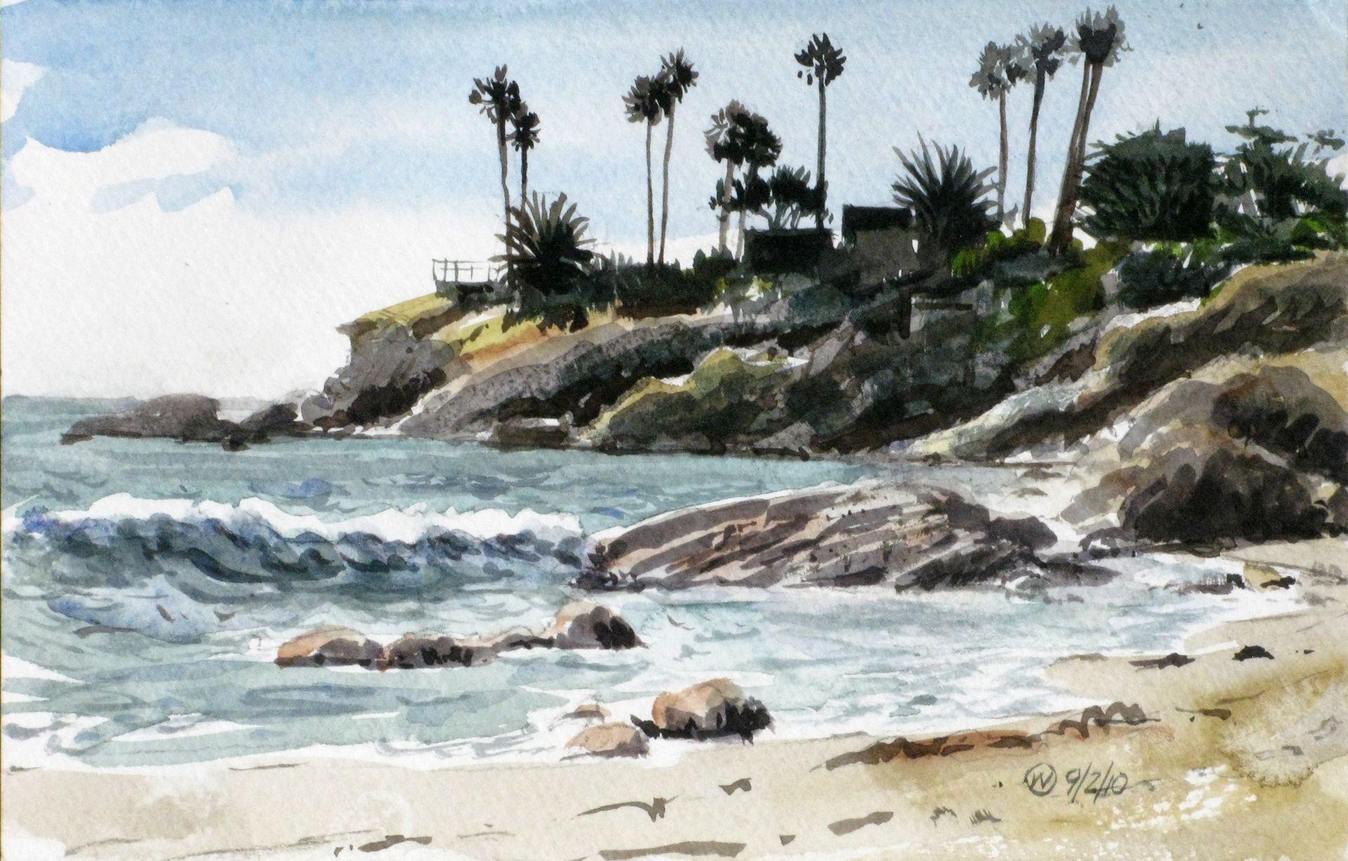 Heisler Park, Watercolor on paper, 8 x 5