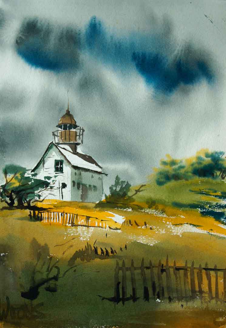 Point Loma Lighthouse 1967, Watercolor on paper, 14 x 20