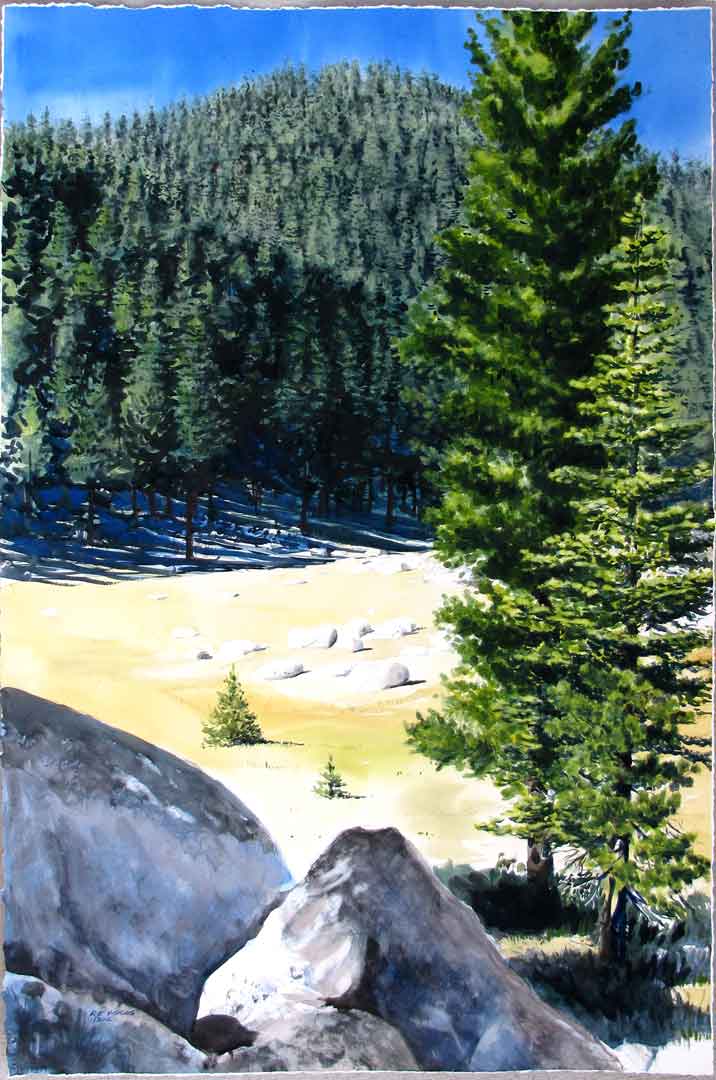 Twin Lakes - Tahoe Rim Trail, Watercolor on paper, 25 x 38
